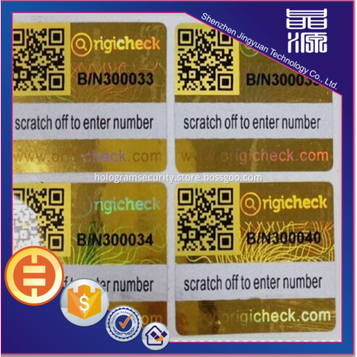 Scratch off hologram sticker silver coating labels